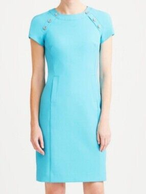 Nwot Etcetera aqua blue shift dress 4